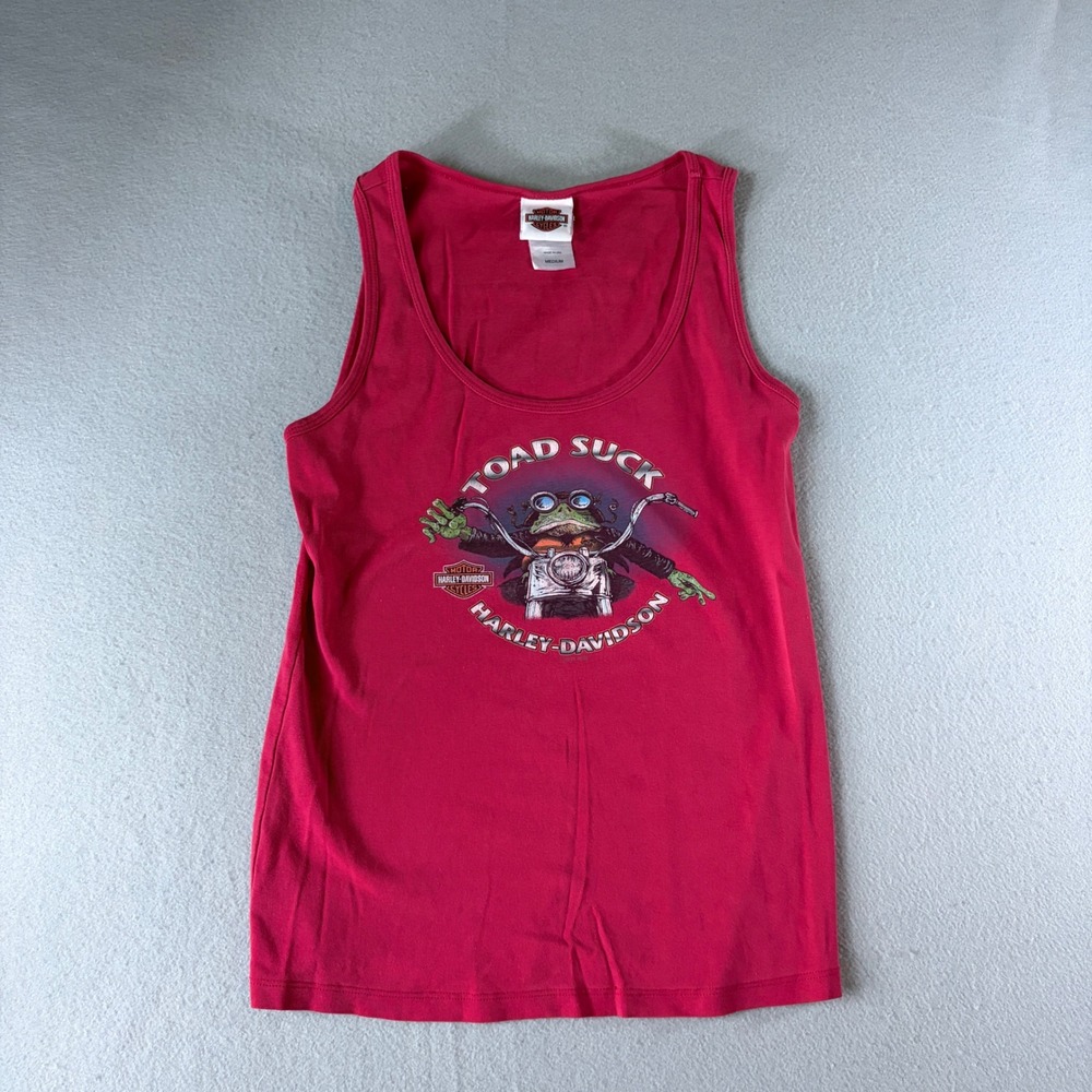 Harley Davidson Toad Suck Conway Arkansas Red Graphic Tank Top Womens Medium
